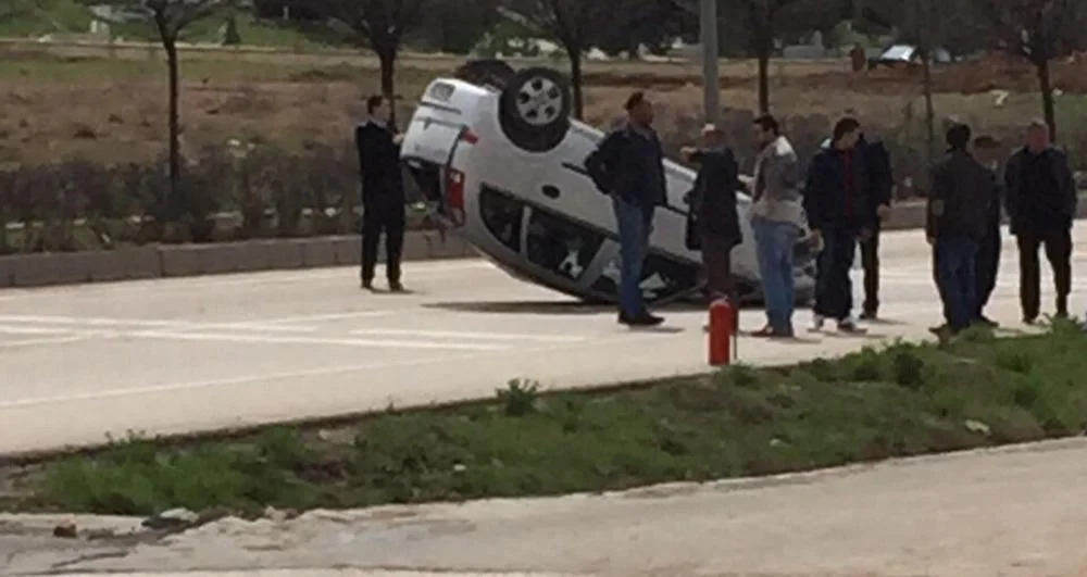 Yolun ortasında takla attı - Kırıkkale Haber, Son Dakika Kırıkkale Haberleri