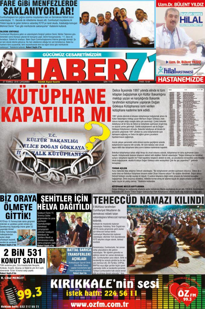 27.07.2016 - Kırıkkale Haber, Son Dakika Kırıkkale Haberleri