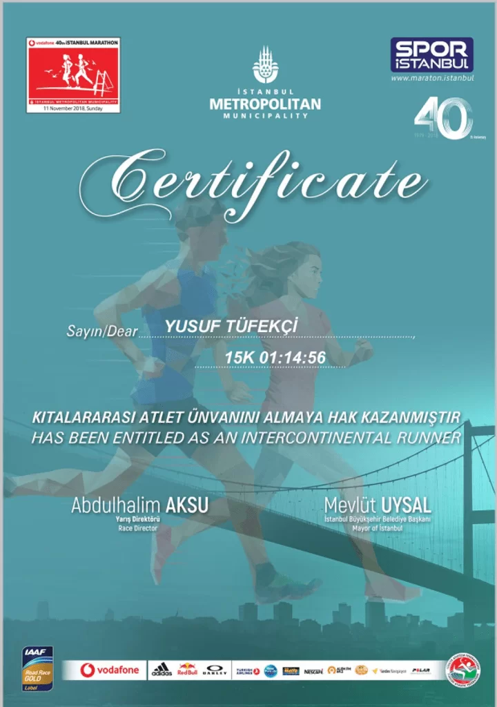 Kırıkkale Milli Eğitim Müdürü Yusuf Tüfekçi, İstanbul’da katıldığı maraton yarışları sonrasında kıtalar arası atlet unvanı aldı. Milli Eğitim Müdürü Tüfekçi, Kıtalar Arası Atlet Oldu - Kırıkkale Haber, Son Dakika Kırıkkale Haberleri