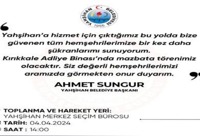 Ahmet Sungur'dan mazbata törenine davet - Kırıkkale Haber, Son Dakika Kırıkkale Haberleri