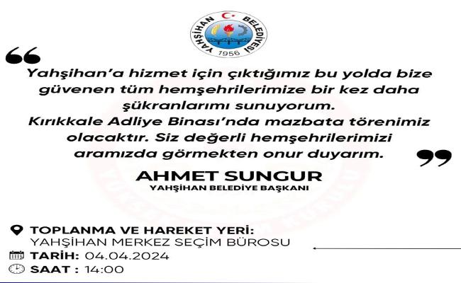 Ahmet Sungur'dan mazbata törenine davet - Kırıkkale Haber, Son Dakika Kırıkkale Haberleri