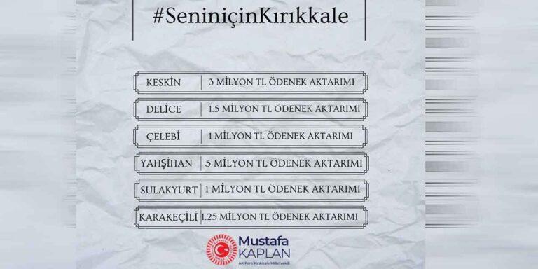 Kaplan’dan 13 milyon TL ödenek müjdesi - Kırıkkale Haber, Son Dakika Kırıkkale Haberleri