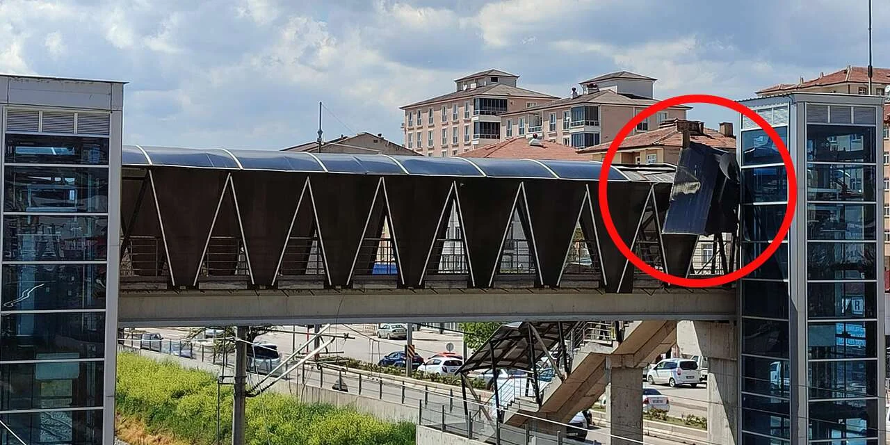 Kırıkkale’de üst geçitte ölüm tehlikesi! Çatı yerinden koptu - Kırıkkale Haber, Son Dakika Kırıkkale Haberleri