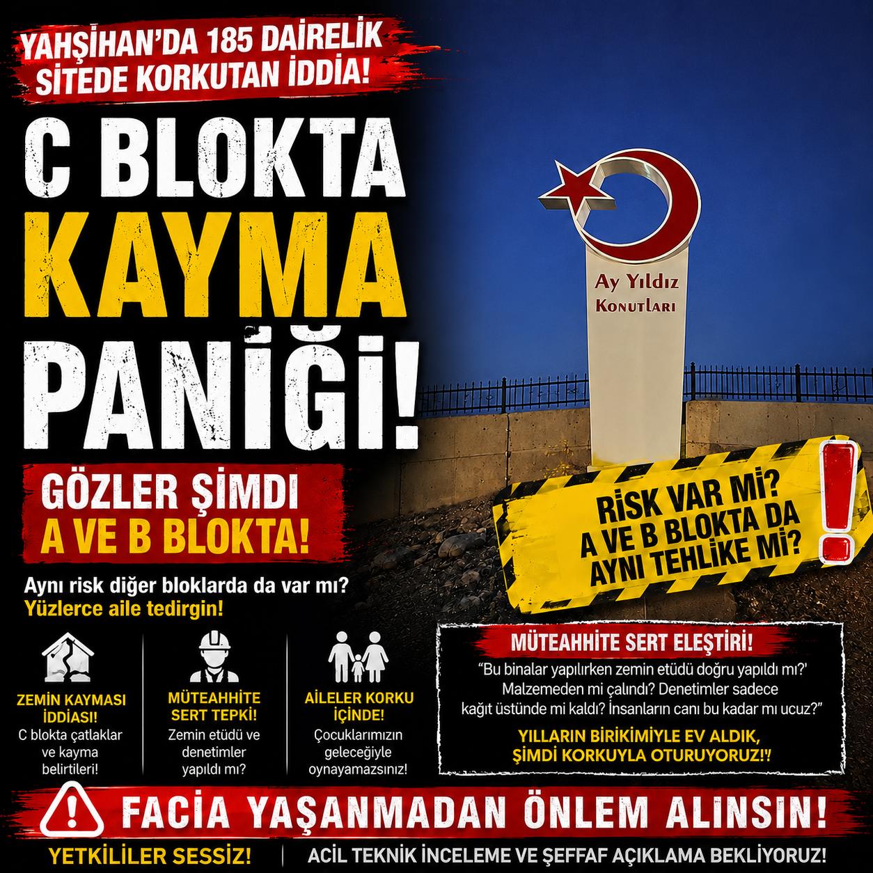 Yahşihan?da 185 dairelik sitede korku büyüyor!