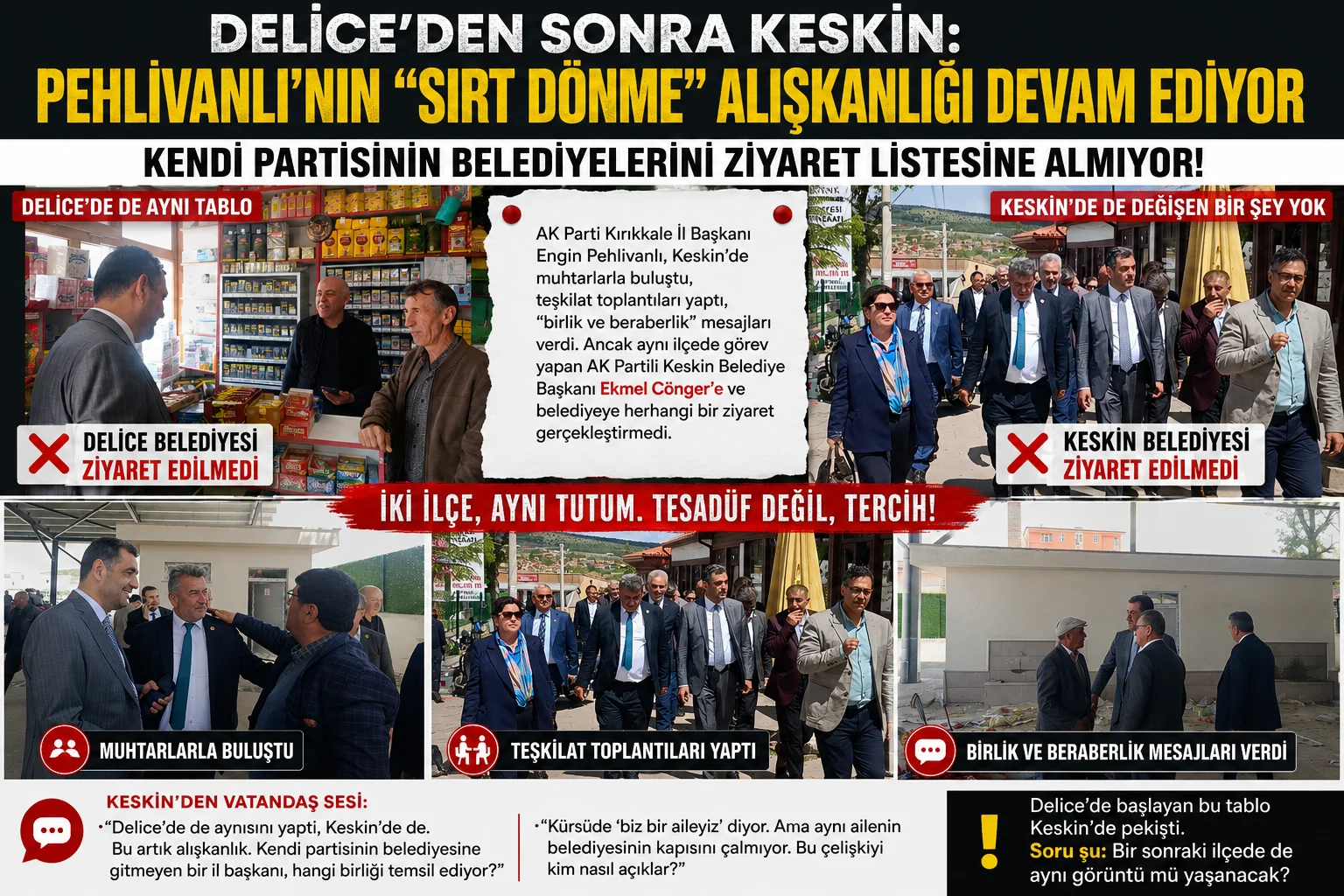 Delice'den Sonra Keskin: Pehlivanlı'nın "Sırt Dönme" Alışkanlığı Devam Ediyor - Kırıkkale Haber, Son Dakika Kırıkkale Haberleri