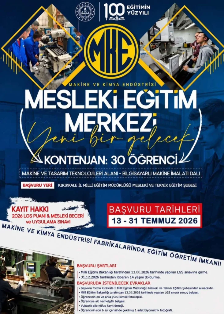 MKE’den Gençlere Altın Fırsat! – Kırıkkale Haber, Son Dakika Kırıkkale Haberleri MKE'den Gençlere Altın Fırsat! - Kırıkkale Haber, Son Dakika Kırıkkale Haberleri