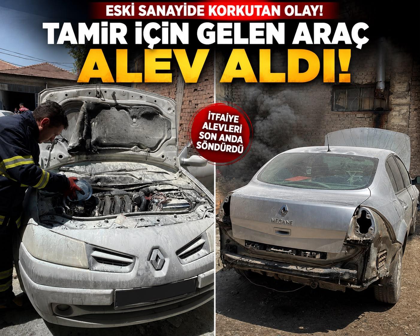 Eski Sanayi?de Korkutan Yangın: Tamir İçin Gelen Otomobil Alev Aldı