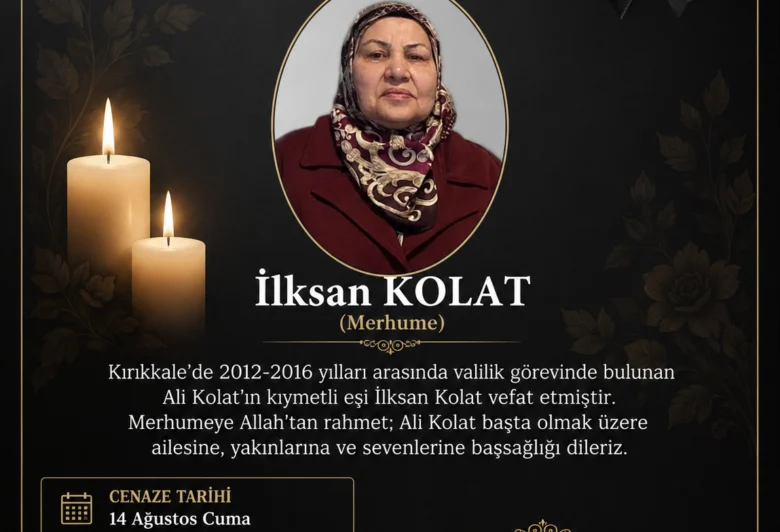 Kırıkkale eski Valisi Ali Kolat’ın eşi İlksan Kolat vefat etti - Kırıkkale Haber, Son Dakika Kırıkkale Haberleri Kırıkkale eski Valisi Ali Kolat’ın eşi İlksan Kolat vefat etti - Kırıkkale Haber, Son Dakika Kırıkkale Haberleri