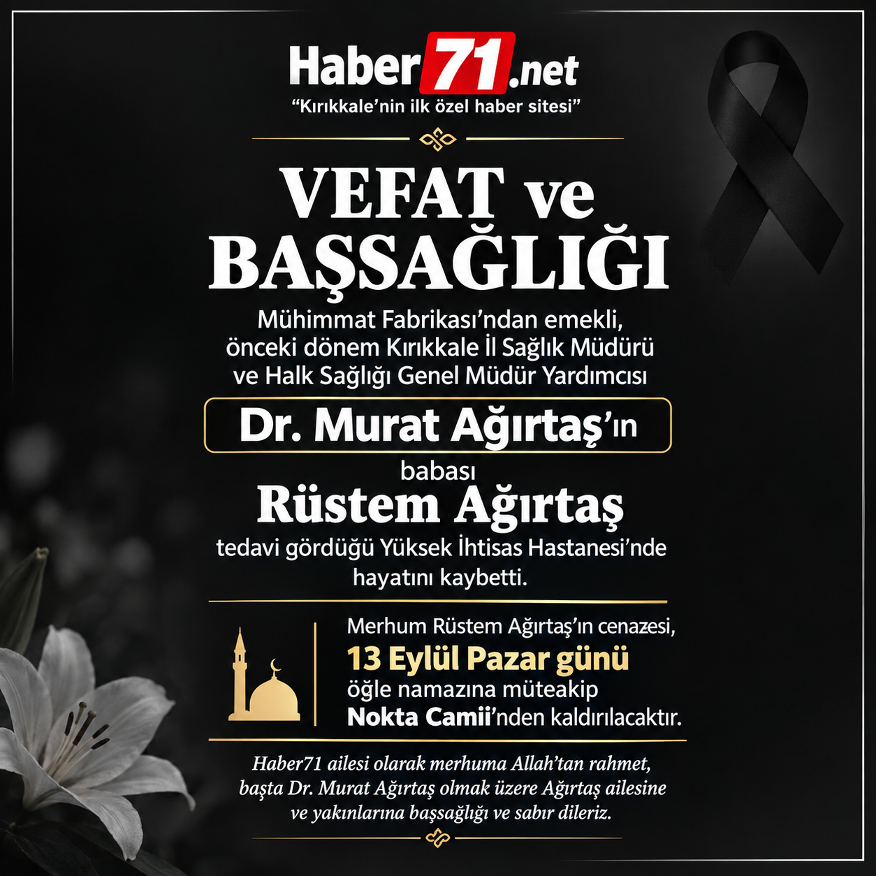 Doktor Murat Ağırtaş’ın Acı Günü,Rüstem Ağırtaş Vefat Etti - Kırıkkale Haber, Son Dakika Kırıkkale Haberleri