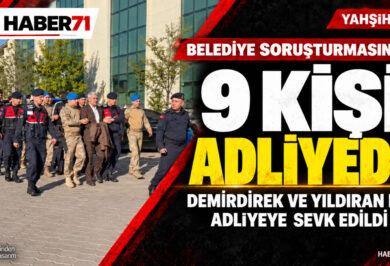 Yahşihan Belediyesi soruşturmasında 9 şüphelinin adliyeye sevkini konu alan, video karesinden hazırlanan Haber71 haber tasarımı.