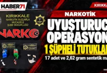 Haber71 kapak — Kırıkkale’de uyuşturucu operasyonu: 1 şüpheli tutuklandı Haber71: Kırıkkale’de uyuşturucu operasyonunda bir şüpheli tutuklandı. Temsili görsel.