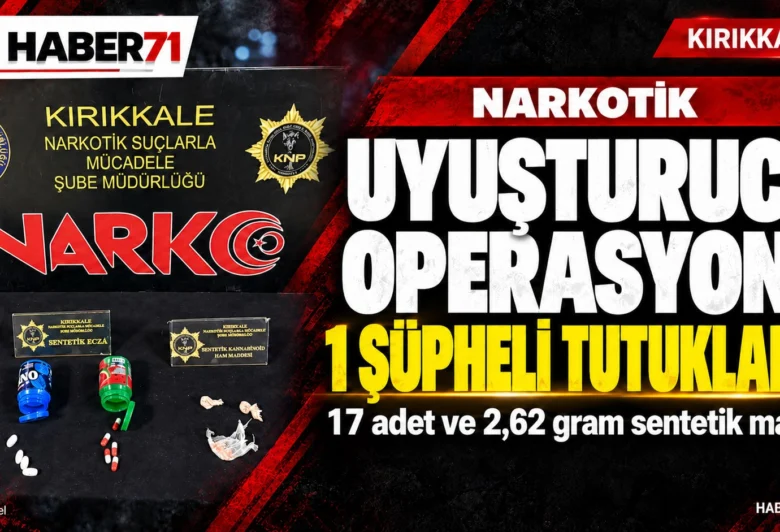 Haber71 kapak — Kırıkkale’de uyuşturucu operasyonu: 1 şüpheli tutuklandı Haber71: Kırıkkale’de uyuşturucu operasyonunda bir şüpheli tutuklandı. Temsili görsel.