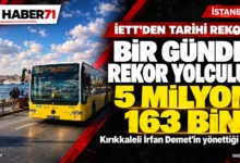 Haber71 kapak — Kırıkkaleli İrfan Demet’in yönettiği İETT’den tarihi rekor Haber71: İETT bir günde 5 milyon 163 bin yolculuk gerçekleştirdi. Temsili görsel.