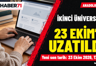 İkinci Üniversite kayıtları 23 Ekim saat 17.00’ye uzatıldı İkinci Üniversite kayıtları 23 Ekim saat 17.00’ye uzatıldı — Haber71 kapağı